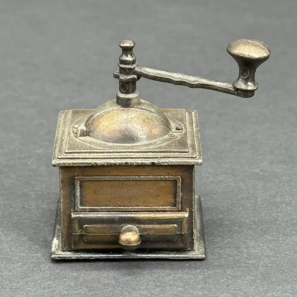 Vintage Die Cast Metal Bronze Coffee Grinder Collectible Pencil Sharpener